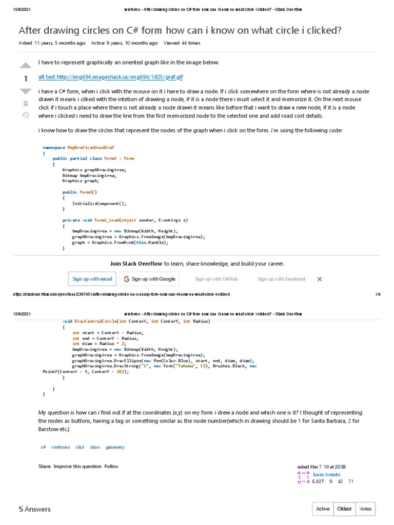 After Drawing Circles On C Form How Can I Know On What Circle I