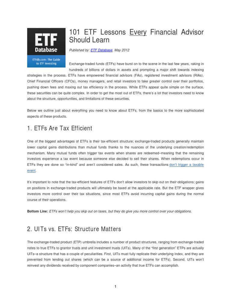 101 ETF Lessons Every Financial Advisor Should Learn | PDF | Exchange ...