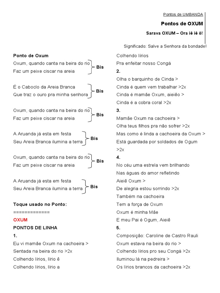 Pontos De Oxum Pdf Amor Santeria