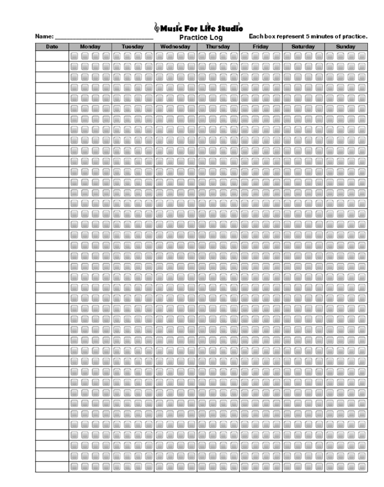 Weekly Practice Log Template | PDF