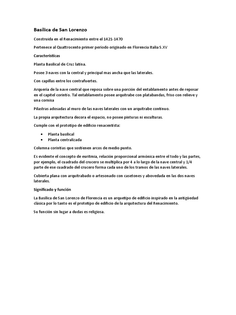 Planta de la Basílica de San Lorenzo | PDF