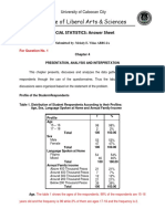 College of Liberal Arts & Sciences: Social Statistics: Answer Sheet