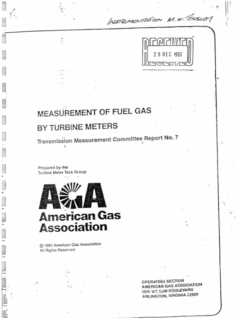 AGA Report 7 Turbine Gas Meter | PDF | Turbine | Flow Measurement