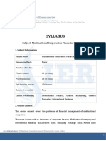 Syllabus: Subject: Multinational Corporation Financial Management