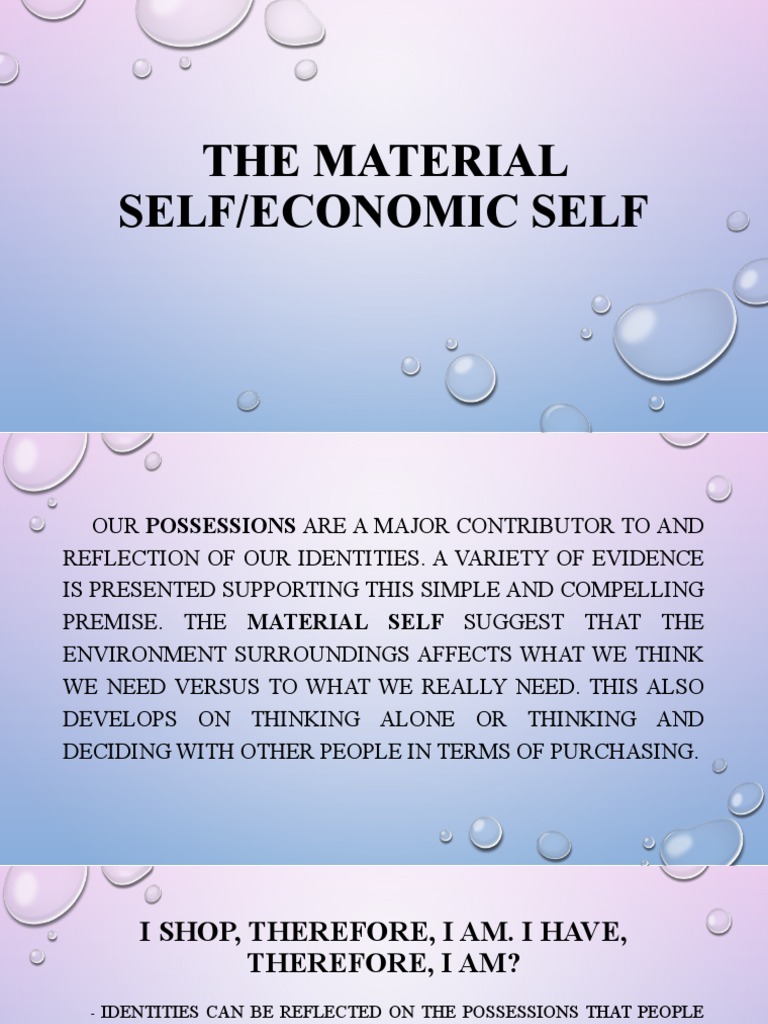 1 The Material Self or Economic Self PDF Consumerism Self