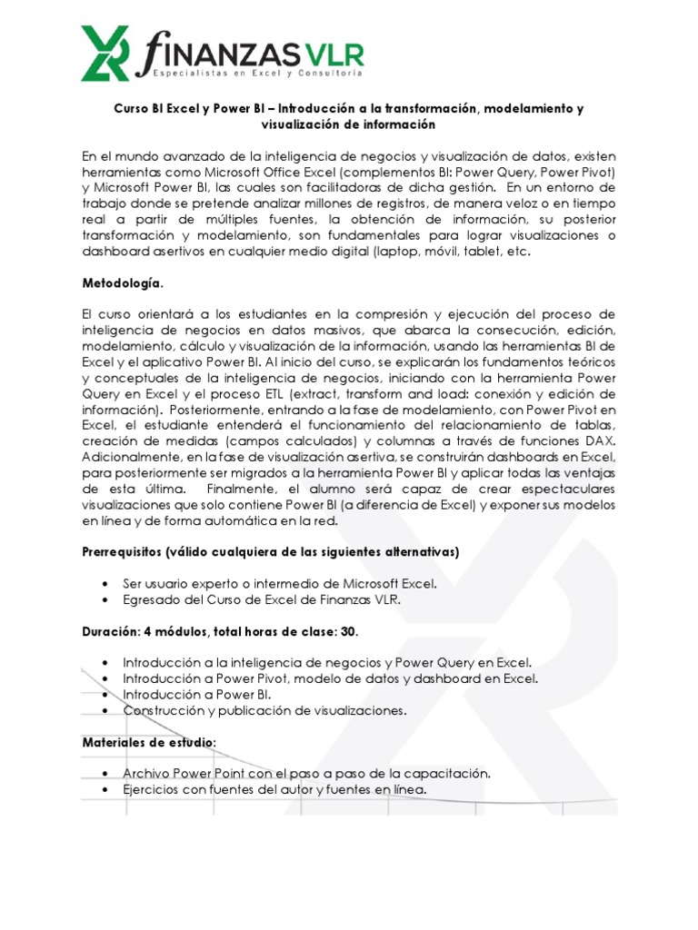 Curso BI: Excel y Power BI Essentials | PDF | Inteligencia de negocios ...