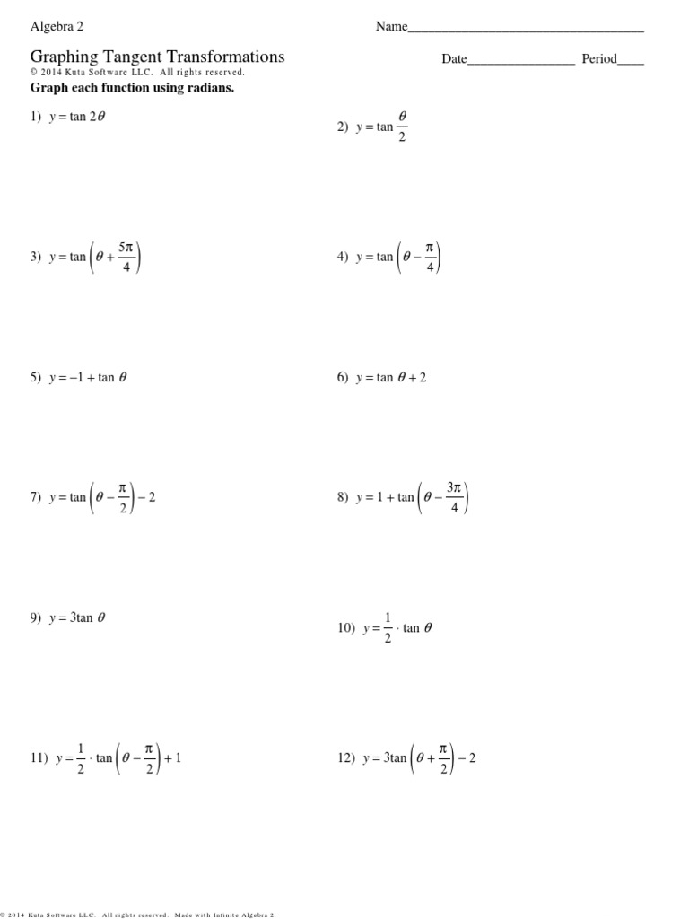 4.5 Graphing Tangent Worksheet | PDF | Geometry | Differential Geometry