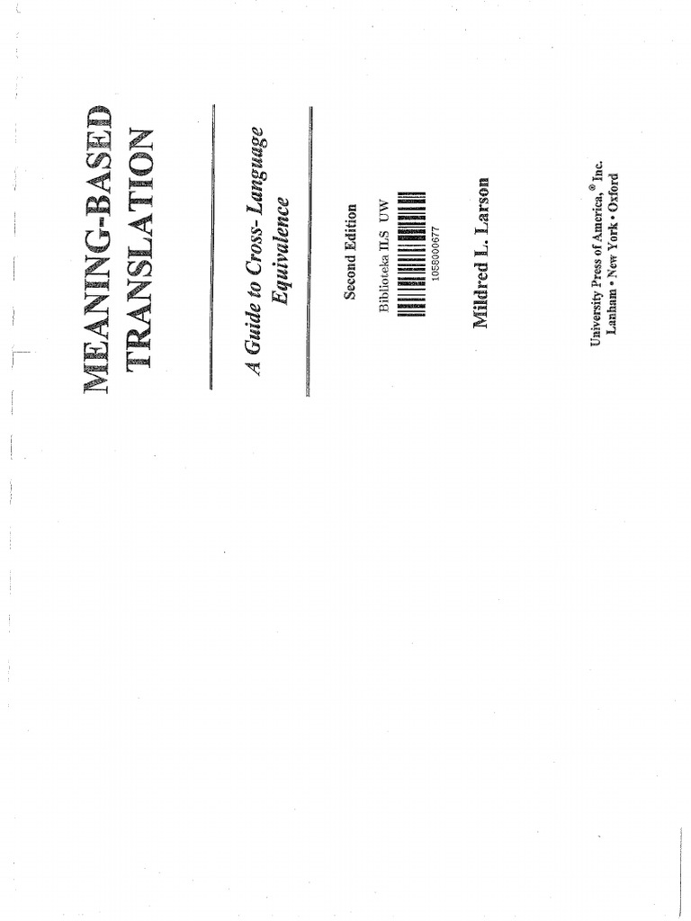 1.1. Larson (1998, 1984) Meaningbased Translation (Ban Dep, In Từ