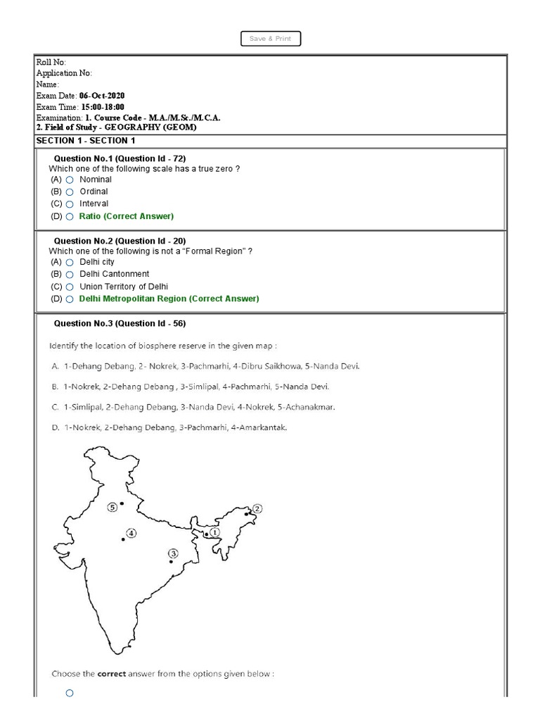 Jnu Ma Geography Entrance Exam 2020 PDF Scattering Earth Sciences
