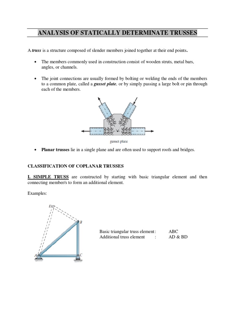 Statically Determinate Trusses Analysis | PDF | Truss | Force