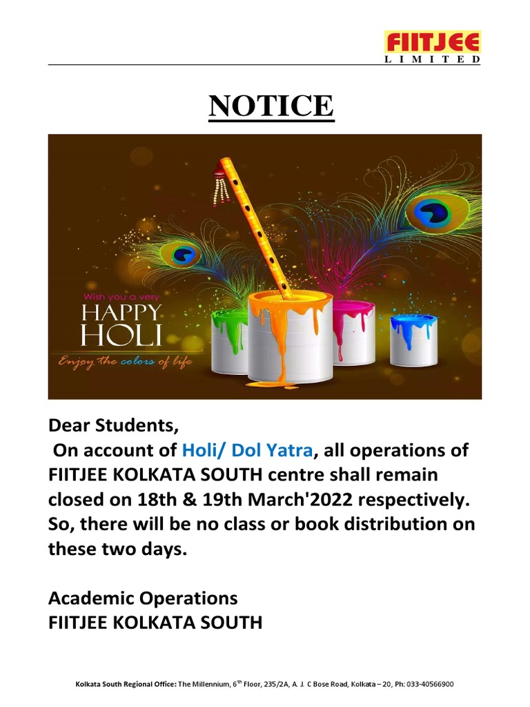 holi notice