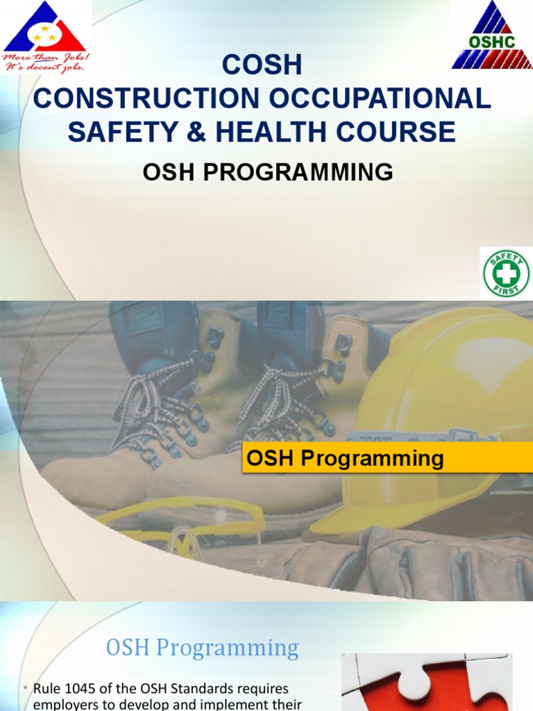 Cosh Construction Occupational Safety & Health Course: Osh Programming ...