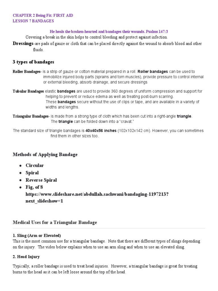Dressings3 Types of Bandages Circular Spiral Reverse Spiral Fig, of 8 PDF Clinical Medicine