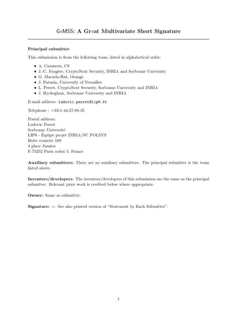 GeMSS: Optimized Multivariate Signature | PDF | Time Complexity ...