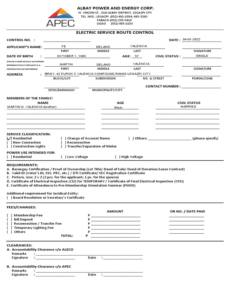 ALECO New Connection Application Guide | PDF | Finance & Money Management