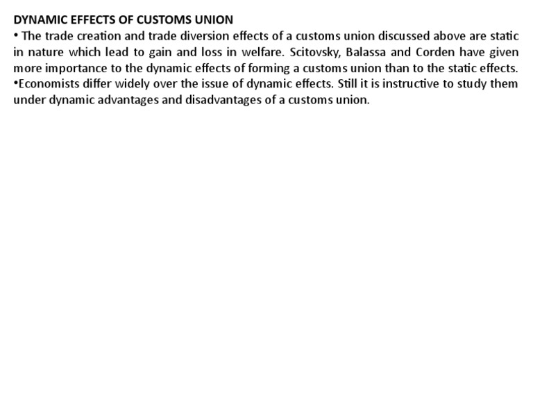 Dynamic Effects of Customs Union | PDF