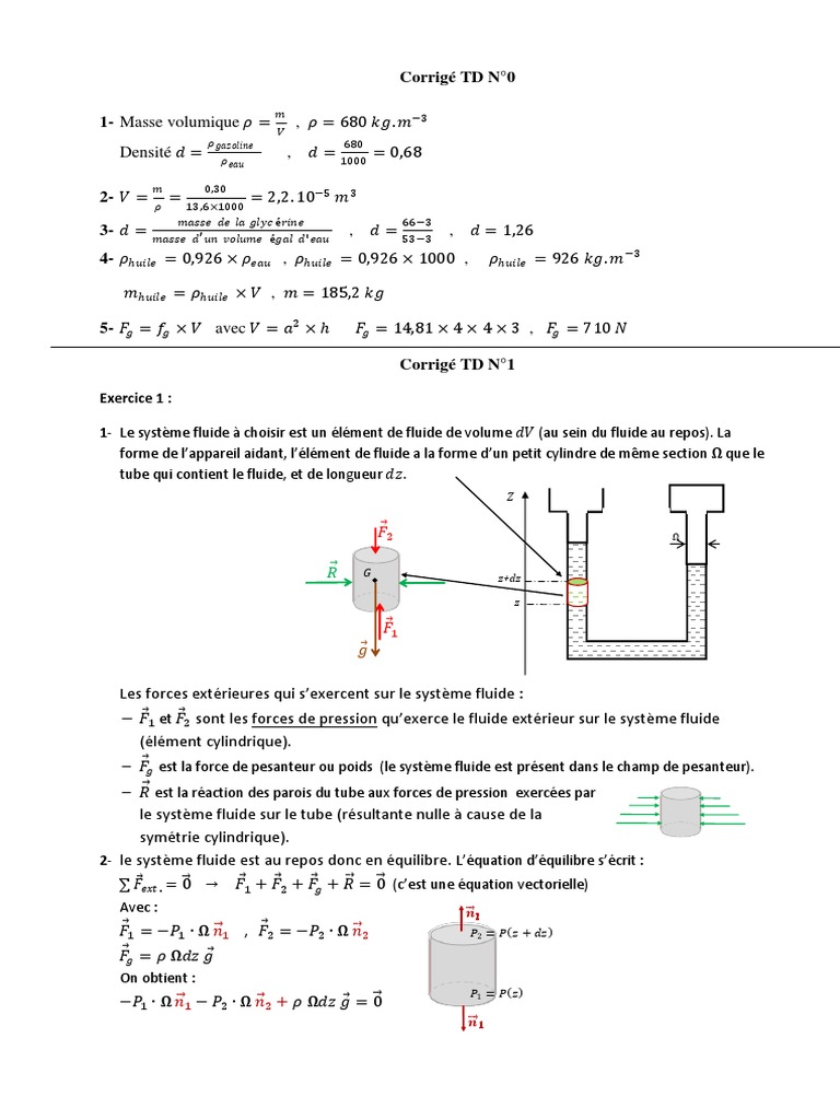 Équilibre des Fluides et Calculs de Pression | PDF | Pression | Pente