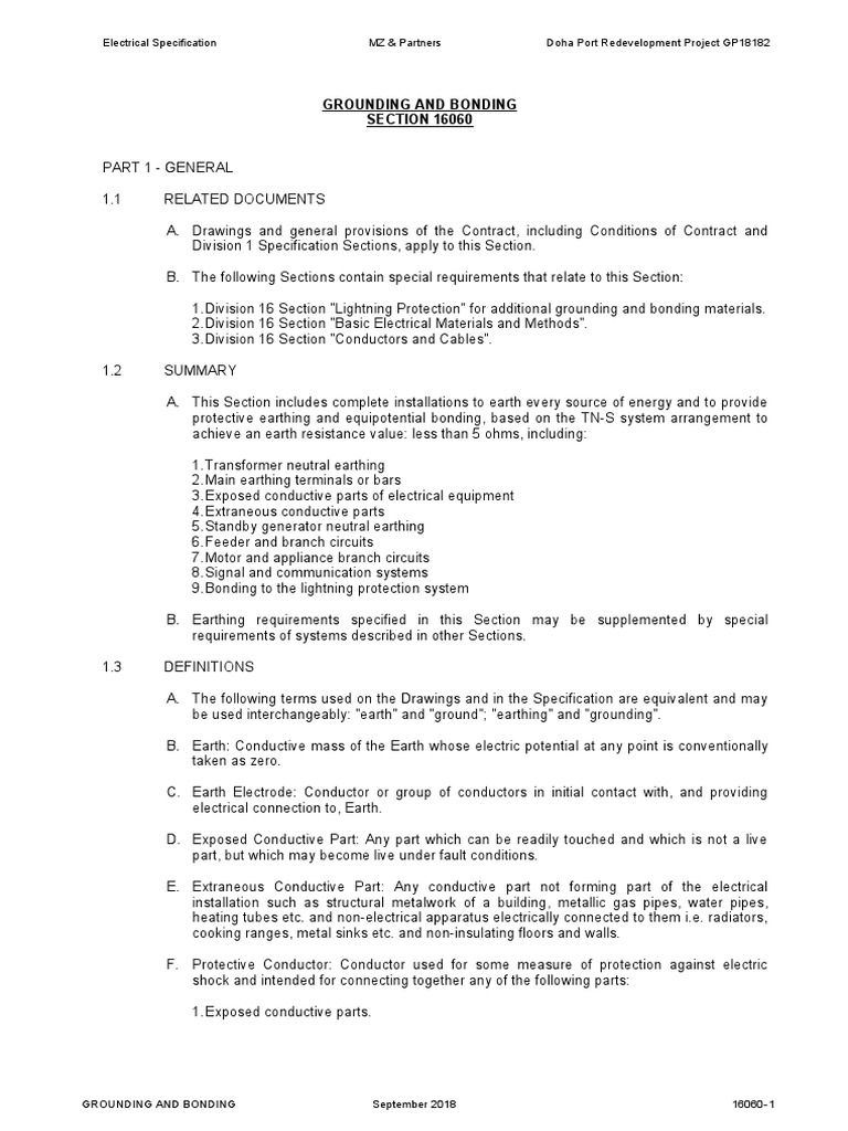 Grounding and Bonding Specifications | PDF | Electrical Connector ...