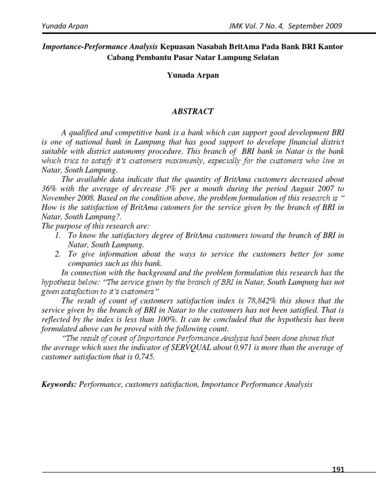 Jurnal Importance Performance Analysis | PDF | Business | Business ...