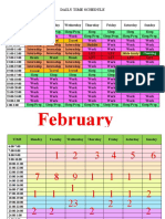 February: Daily Time Schedule