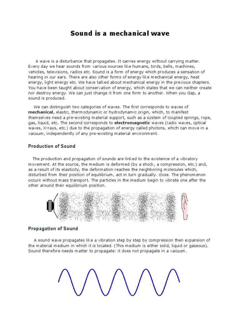 Sound Is A Mechanical Wave PDF Sound Waves