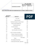 Application Form For The Registration of Classes Ii - Iv Medical Device