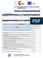 Acta de Revisión y Evaluación Del Proyecto Trabajo de Grado (Cuantitativo)