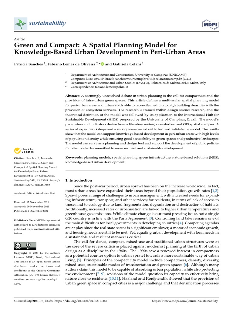 Green and Compact: A Spatial Planning Model For Knowledge-Based Urban ...