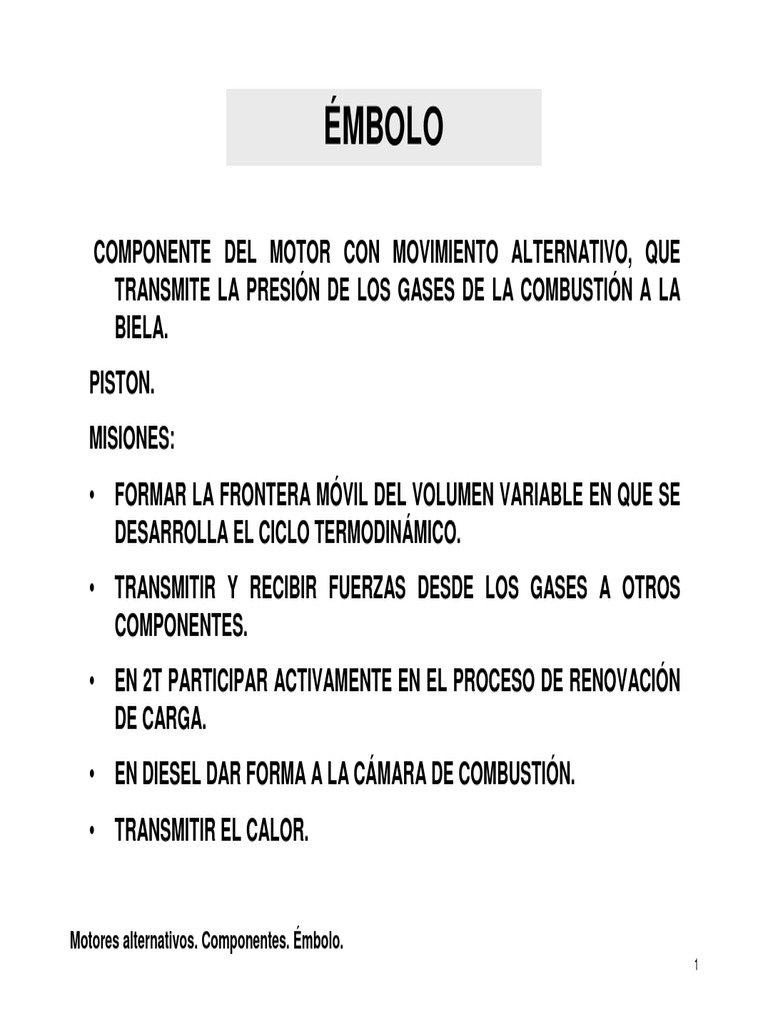 El émbolo: componente clave del motor de combustión interna | PDF ...