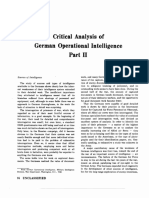 Critical Analysis of German Operational Intelligence: Unclassified