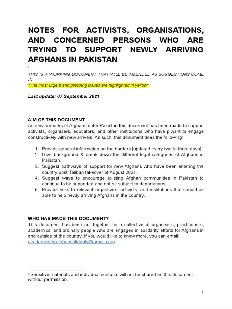 Supporting Newly Arriving Afghans in Pakistan | PDF | Cultural ...
