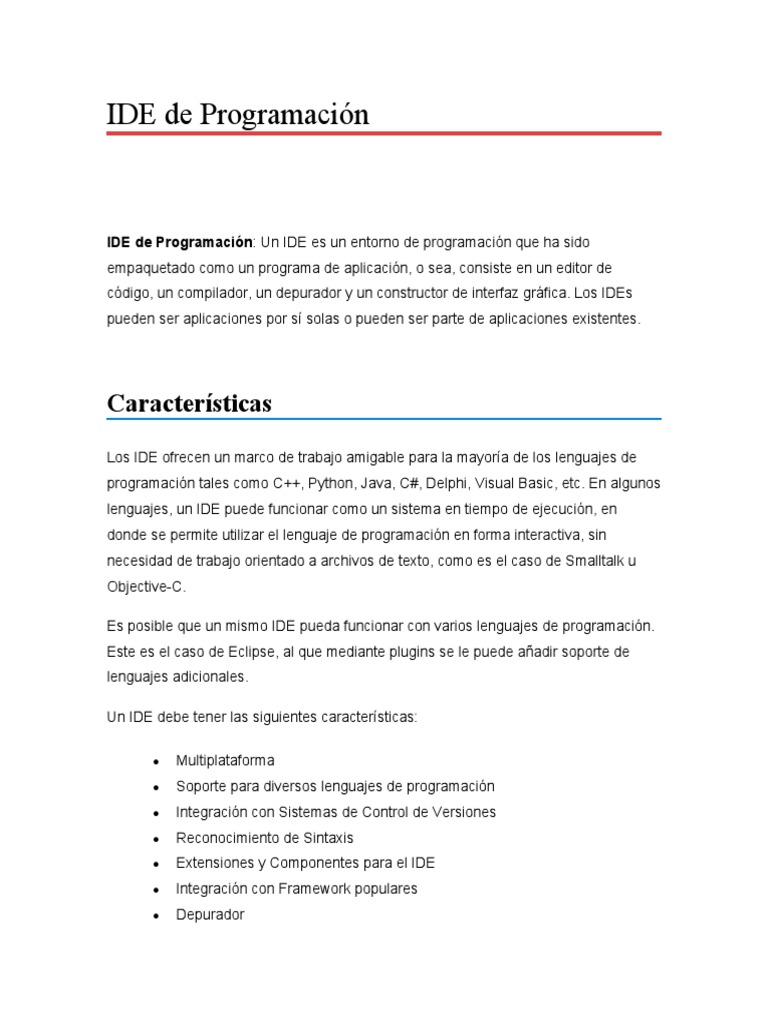 IDE de Programación | PDF | Entorno de desarrollo integrado | Eclipse ...