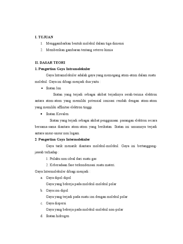 Laporan Praktikum Ikatan Molekul