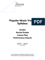 Popular Music Vocals Syllabus 2019 Update