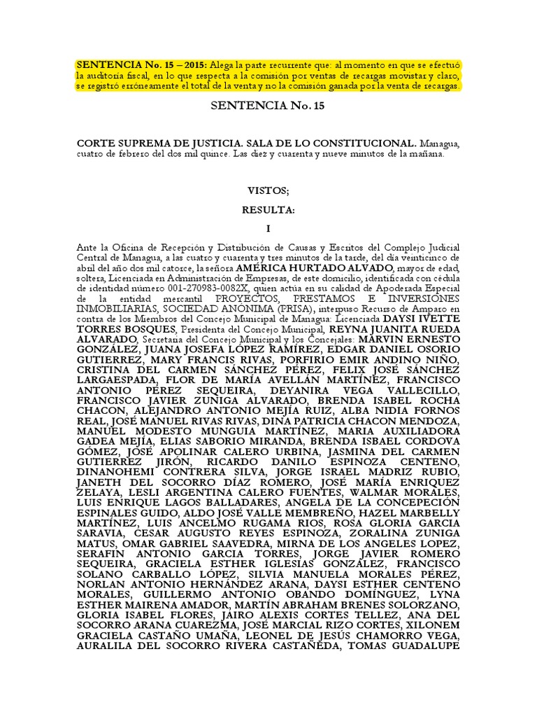 SENTENCIA No. 15 - 2015 | PDF | Impuestos | Ley común