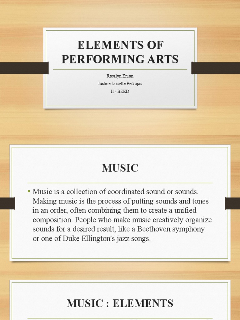 Key Elements of Performing Arts | PDF | Theatre | Dances