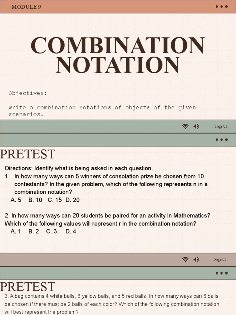 Combination Notation Objectives Write A Combination Notations of