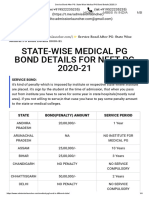 Service Bond After PG - State Wise Medical PG Bond Details 2020-21