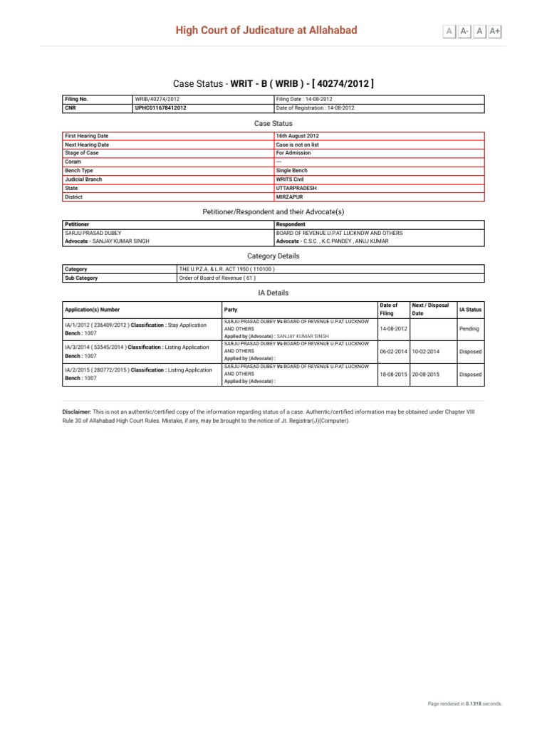 Case Status Search by Case Number PDF Courts Government
