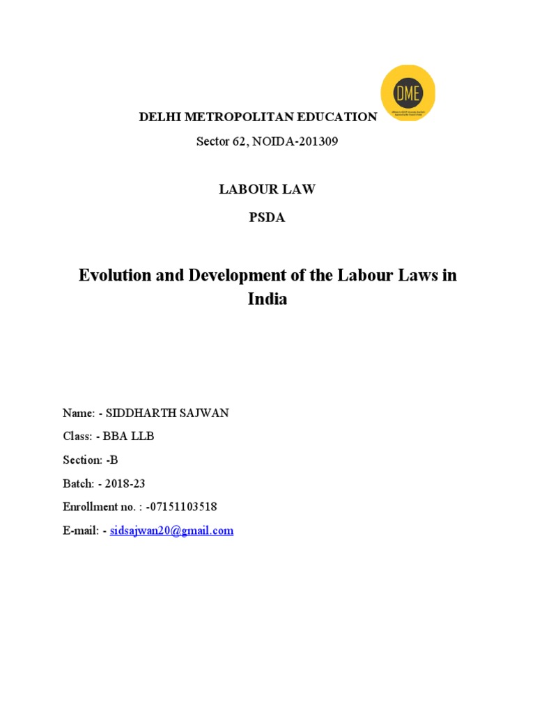 Evolution of Indian Labour Laws | PDF | Labour Law | Employment