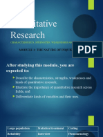 Quantitative Research: Module 1: The Nature of Inquiry and Research