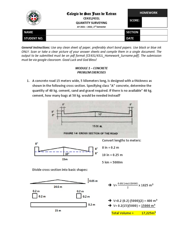 Concrete Quantity Surveying Exercises | PDF | Concrete | Civil Engineering