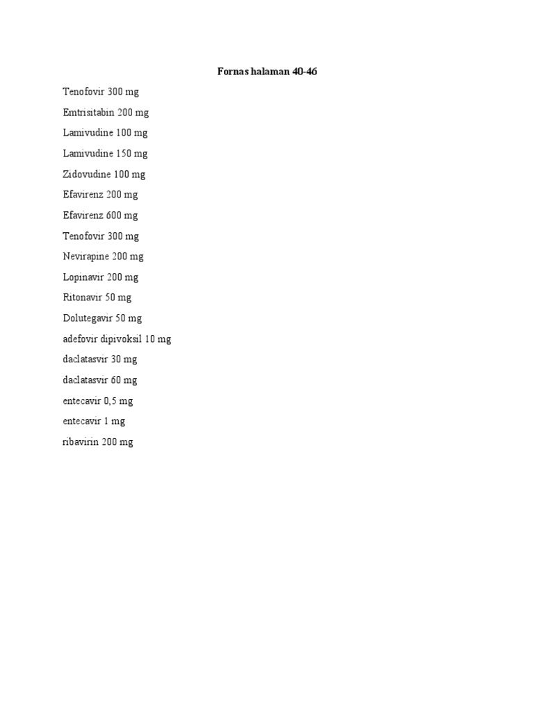 Antiretroviral Drug Dosages | PDF