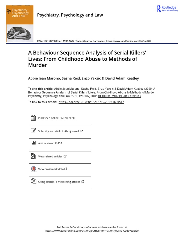 A Behaviour Sequence Analysis of Serial Killers Lives From Childhood