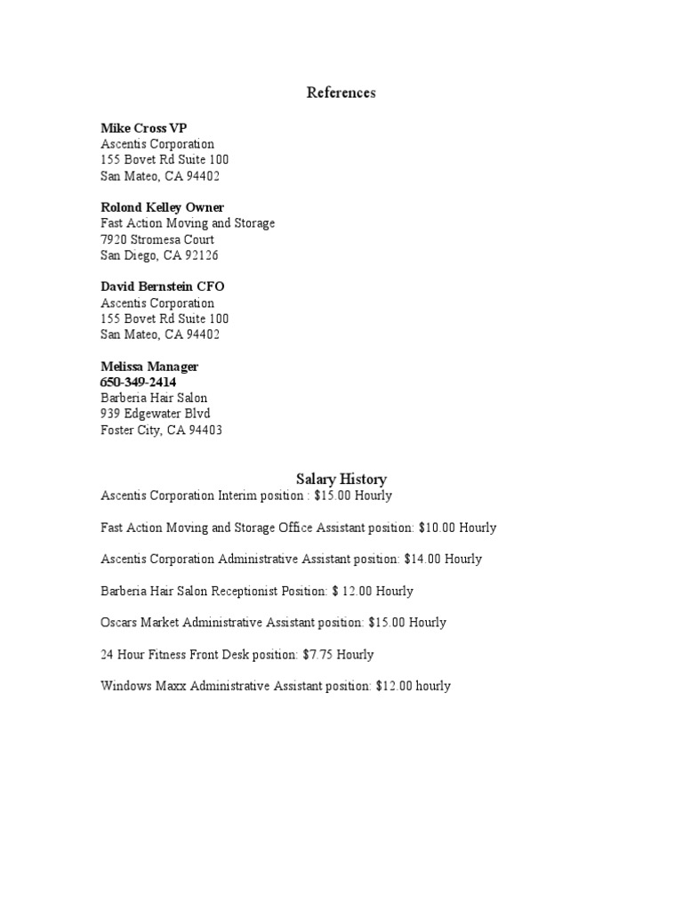 References Salary History | PDF
