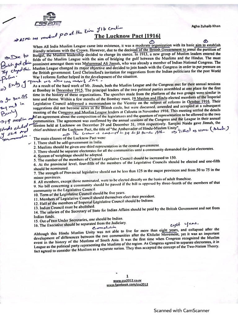 Lucknow Pact | PDF