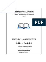 English Assignment Subject: English 1: Electric Power University