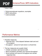 Lecture 2: Performance/Power, MIPS Instructions