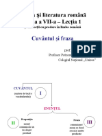 (Clasa A VII-A) (Română) Lecția 1