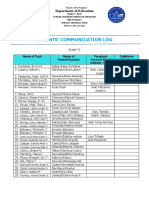 Parents' Communication Log: Department of Education